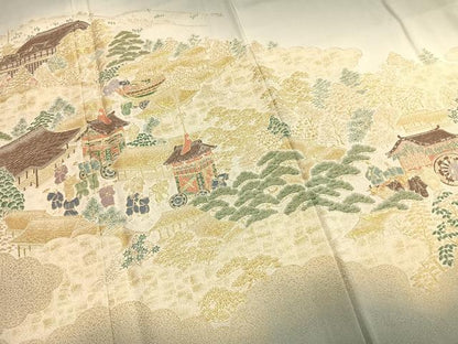 平和屋着物●豪華色留袖　寿光織　京洛絵巻　暈し染め　金糸　正絹　逸品　AABL2884fy