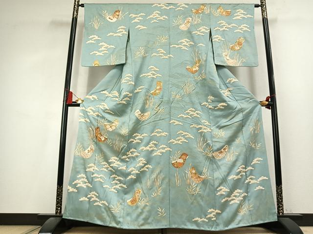 平和屋着物●訪問着　駒刺繍　熨斗花文　金彩　正絹　逸品　AABL2886fy