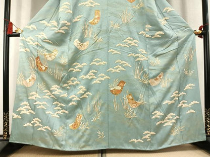 平和屋着物●訪問着　駒刺繍　熨斗花文　金彩　正絹　逸品　AABL2886fy