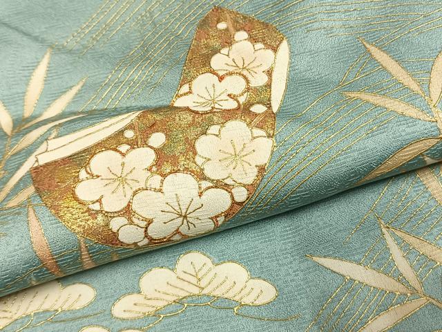 平和屋着物●訪問着　駒刺繍　熨斗花文　金彩　正絹　逸品　AABL2886fy