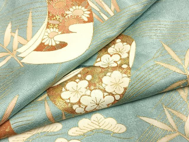 平和屋着物●訪問着　駒刺繍　熨斗花文　金彩　正絹　逸品　AABL2886fy
