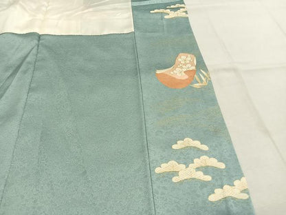 平和屋着物●訪問着　駒刺繍　熨斗花文　金彩　正絹　逸品　AABL2886fy
