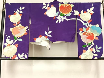 平和屋着物●アンティーク　大正ロマン　二部式　小振袖　二尺袖　駒刺繍　草花文　金彩　正絹　逸品　AABL2887fy