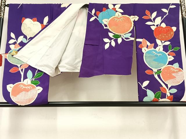 平和屋着物●アンティーク　大正ロマン　二部式　小振袖　二尺袖　駒刺繍　草花文　金彩　正絹　逸品　AABL2887fy