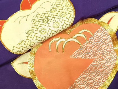 平和屋着物●アンティーク　大正ロマン　二部式　小振袖　二尺袖　駒刺繍　草花文　金彩　正絹　逸品　AABL2887fy