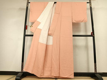 平和屋着物●上質な色無地　花尽くし地紋　赤香色　正絹　逸品　未使用　AABL2895fy