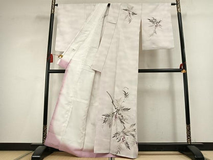 平和屋着物●訪問着　手描き　草花文　暈し染め　洗える着物　AABL2897fy