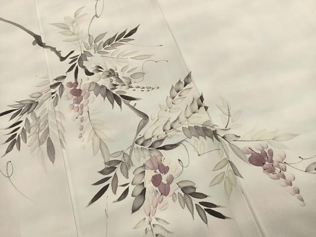 平和屋着物●訪問着　手描き　草花文　暈し染め　洗える着物　AABL2897fy
