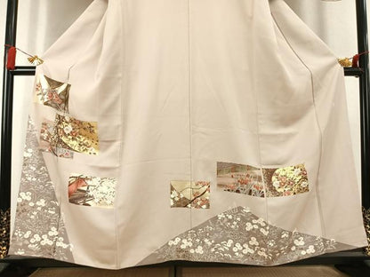 平和屋着物●豪華色留袖　駒刺繍　色紙花文　金彩　正絹　逸品　AABL2898fy