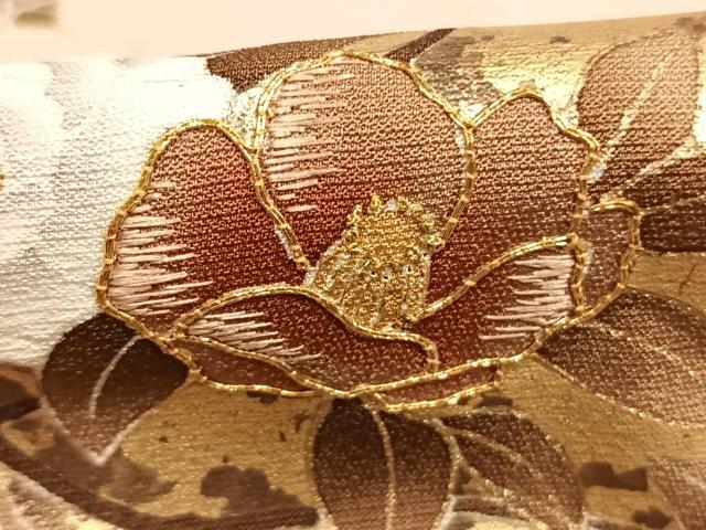 平和屋着物●豪華色留袖　駒刺繍　色紙花文　金彩　正絹　逸品　AABL2898fy