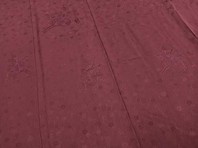 平和屋着物●無地絵羽訪問着　中国三大刺繍　スワトウ刺繍　汕頭刺繍　総刺繍　片輪車花文　蒲葡色　やまと誂製　正絹　逸品　AABL2899fy