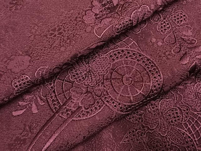 平和屋着物●無地絵羽訪問着　中国三大刺繍　スワトウ刺繍　汕頭刺繍　総刺繍　片輪車花文　蒲葡色　やまと誂製　正絹　逸品　AABL2899fy