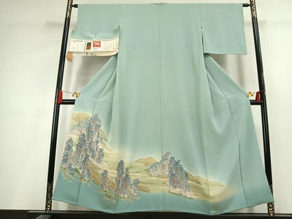 平和屋着物●本加賀友禅作家　浅野冨治男　色留袖　風景文　暈し染め　証紙付き　正絹　逸品　AABL2904fy