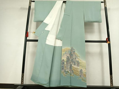 平和屋着物●本加賀友禅作家　浅野冨治男　色留袖　風景文　暈し染め　証紙付き　正絹　逸品　AABL2904fy