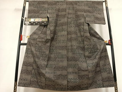 平和屋着物●都喜ヱ門　本場大島紬　手織　純泥染　9マルキ　更紗の香り　藤絹織物謹製　証紙付き　正絹　逸品　AABL2905fy