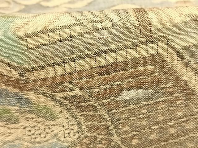 平和屋着物●本場本真綿結城紬　100亀甲　風景文　証紙付き　正絹　逸品　未使用　AABL2906fy