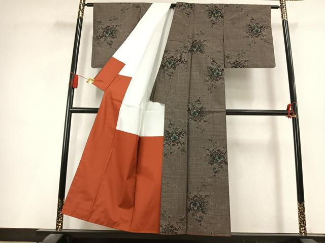 平和屋着物●本場大島紬　古代染色　純泥染　9マルキ　実り豊かに　窪田織物謹製　証紙付き　正絹　逸品　未使用　AABL2908fy