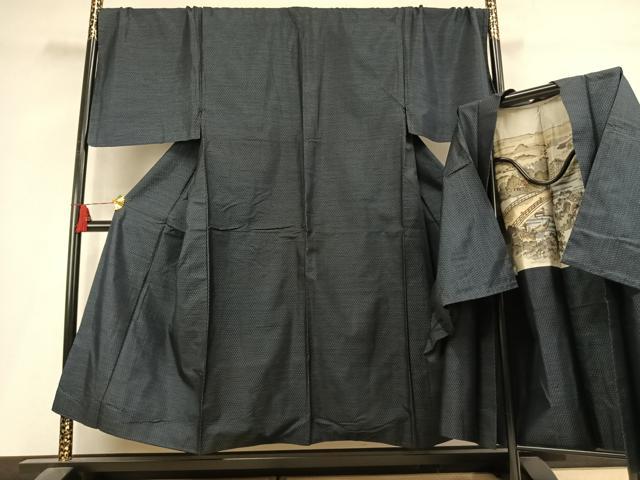 平和屋着物●男性　本場大島紬　アンサンブル　60亀甲　総詰め　キングサイズ　正絹　逸品　AABL2911fy