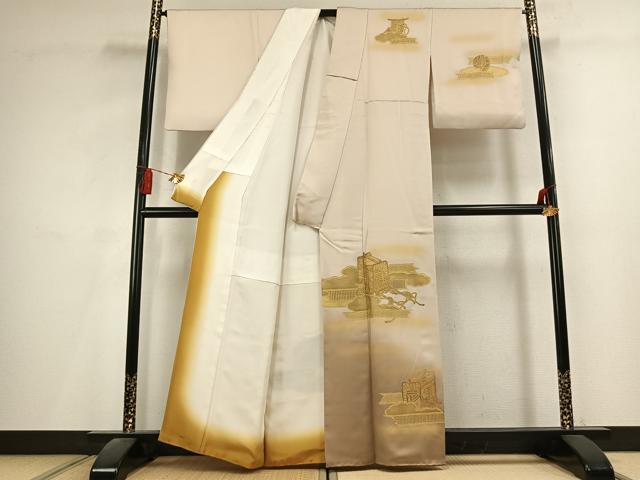 平和屋着物●訪問着　中国三大刺繍　スワトウ刺繍　汕頭刺繍　総刺繍　雲取り御所車文　暈し染め　正絹　逸品　AABL2914fy
