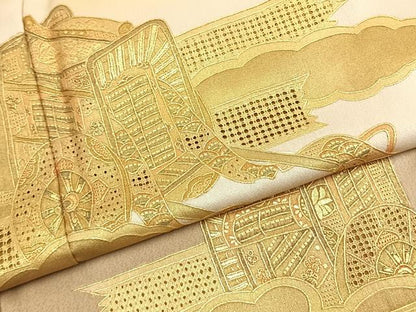 平和屋着物●訪問着　中国三大刺繍　スワトウ刺繍　汕頭刺繍　総刺繍　雲取り御所車文　暈し染め　正絹　逸品　AABL2914fy