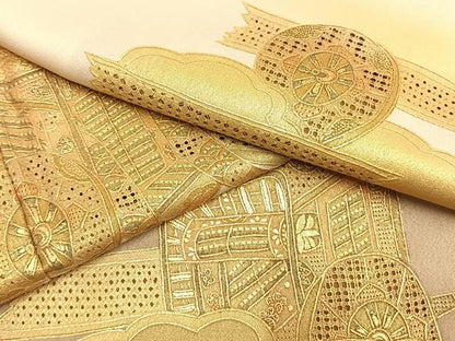 平和屋着物●訪問着　中国三大刺繍　スワトウ刺繍　汕頭刺繍　総刺繍　雲取り御所車文　暈し染め　正絹　逸品　AABL2914fy