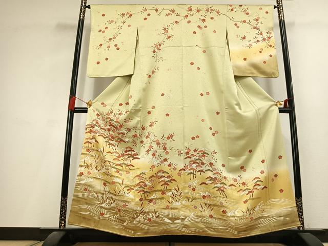 平和屋着物●訪問着　松　立波花文　暈し染め　金彩　正絹　逸品　AABL2915fy