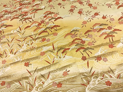 平和屋着物●訪問着　松　立波花文　暈し染め　金彩　正絹　逸品　AABL2915fy