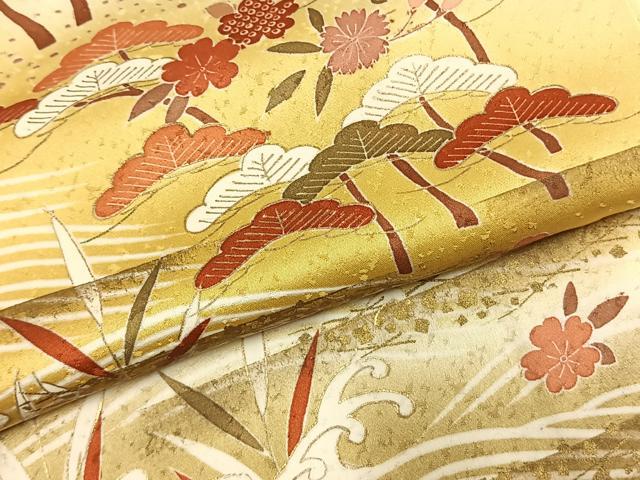 平和屋着物●訪問着　松　立波花文　暈し染め　金彩　正絹　逸品　AABL2915fy