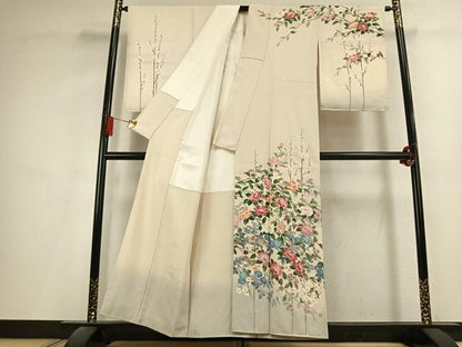 平和屋着物●十日町友禅作家　岡村蒼風　 訪問着　枝花文　暈し染め　正絹　逸品　未使用　AABL2917fy