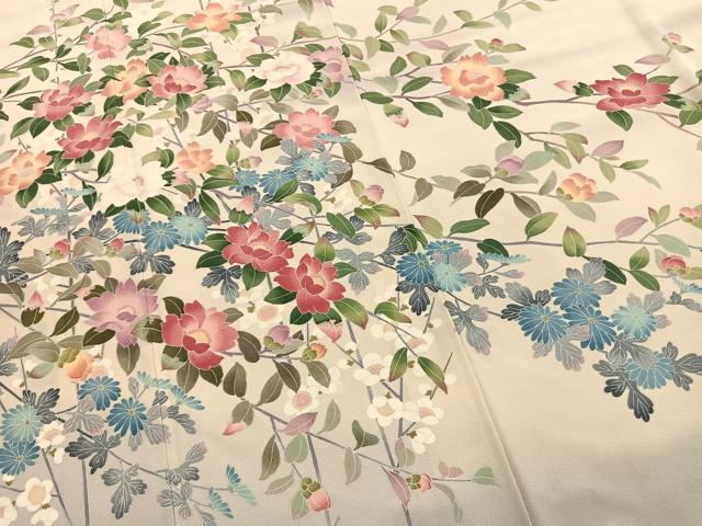 平和屋着物●十日町友禅作家　岡村蒼風　 訪問着　枝花文　暈し染め　正絹　逸品　未使用　AABL2917fy