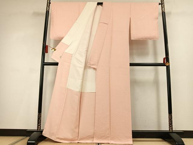 平和屋着物●上質な色無地　抽象地紋　洗柿色　やまと誂製　正絹　逸品　AABL2919fy