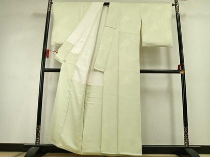平和屋着物●上質な色無地　切嵌花地紋　女郎花色　鈴乃屋扱い　正絹　逸品　AABL2921fy