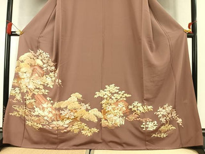 平和屋着物●豪華色留袖　中国三大刺繍　相良刺繍　総刺繍　作家物　松竹梅　風景文　金糸　正絹　逸品　未使用　AABL2923fy