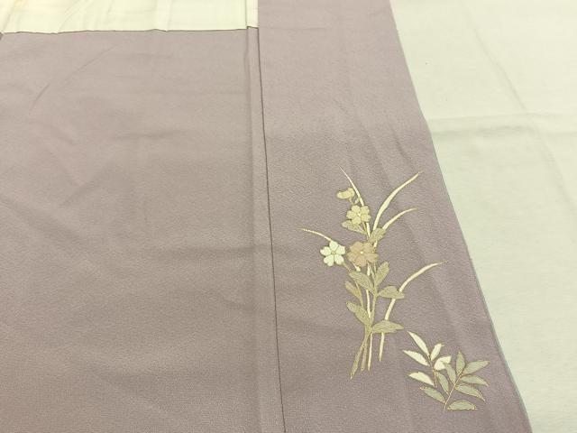 平和屋着物●訪問着　駒刺繍　草花文　暈し染め　金彩　正絹　逸品　AABL2927fy