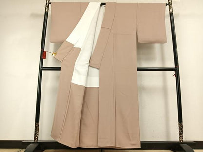 平和屋着物●上質な色無地　灰梅色　正絹　逸品　未使用　AABL2930fy