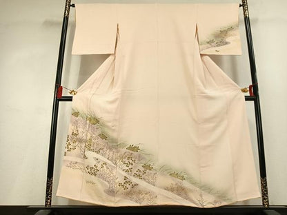 平和屋着物●訪問着　絞り　草花文　暈し染め　金彩　やまと誂製　正絹　逸品　AABL2932fy