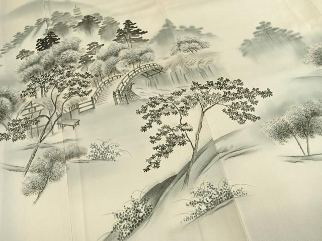 平和屋着物●訪問着　水墨書の美　手描き　風景文　暈し染め　正絹　逸品　AABL2933fy