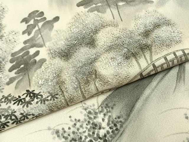 平和屋着物●訪問着　水墨書の美　手描き　風景文　暈し染め　正絹　逸品　AABL2933fy