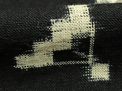 平和屋着物●久留米絣　単衣　扇面文　黒地　綿　逸品　AABL2934fy