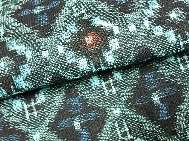 平和屋着物●久留米絣　単衣　亀甲花文　綿　逸品　AABL2935fy