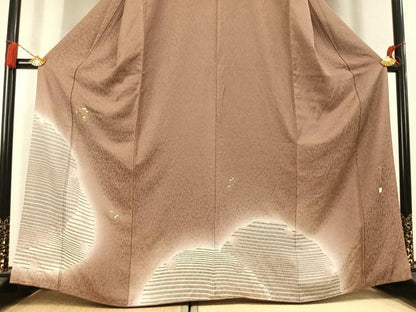 平和屋着物●湯谷文雄　訪問着　雪輪花文　暈し染め　金糸　金彩　正絹　逸品　AABL2936fy