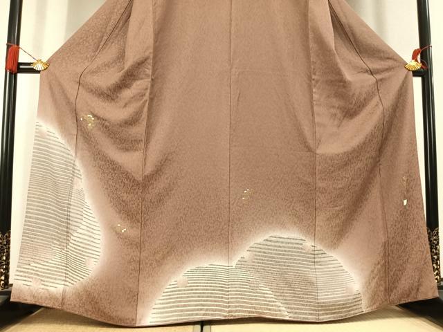 平和屋着物●湯谷文雄　訪問着　雪輪花文　暈し染め　金糸　金彩　正絹　逸品　AABL2936fy
