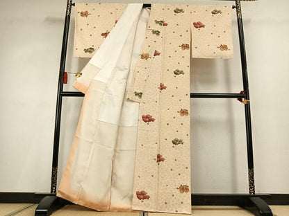 平和屋着物●上質な小紋　花尽くし　金彩　正絹　逸品　未使用　AABL2938fy