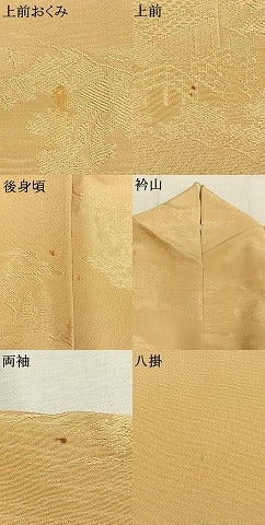 平和屋着物●上質な色無地　風景地紋　飴色　正絹　逸品　AABL2941fy