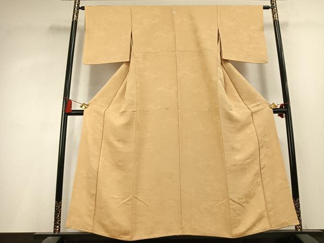 平和屋着物●上質な色無地　風景地紋　飴色　正絹　逸品　AABL2941fy