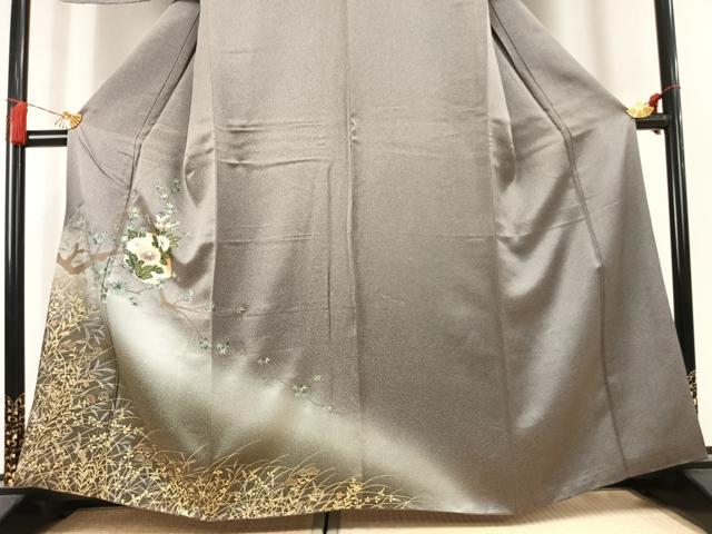 平和屋着物●訪問着　草花文　暈し染め　金銀彩　正絹　逸品　AABL2943fy