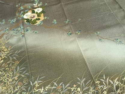 平和屋着物●訪問着　草花文　暈し染め　金銀彩　正絹　逸品　AABL2943fy
