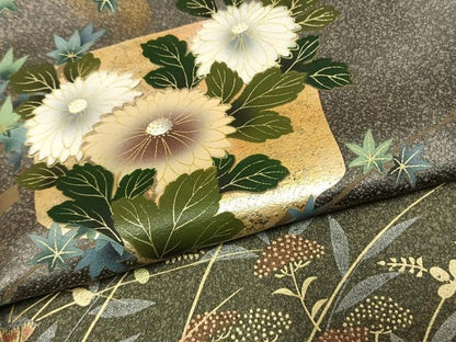 平和屋着物●訪問着　草花文　暈し染め　金銀彩　正絹　逸品　AABL2943fy