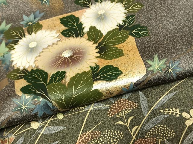 平和屋着物●訪問着　草花文　暈し染め　金銀彩　正絹　逸品　AABL2943fy