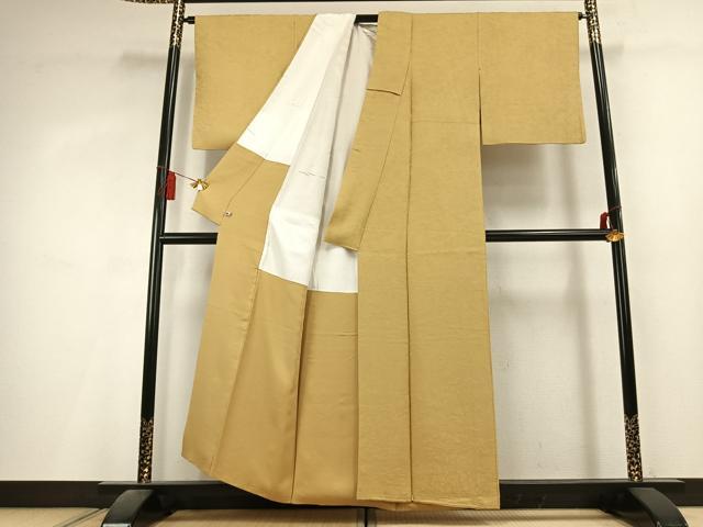 平和屋着物●上質な色無地　風景花地紋　花葉色　さが美扱い　正絹　逸品　AABL2944fy